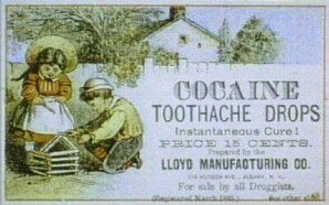 Anuncio de gotas de cocaina para el dolor de muelas, 1885