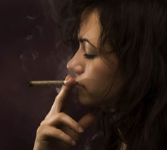 young woman smoking weed