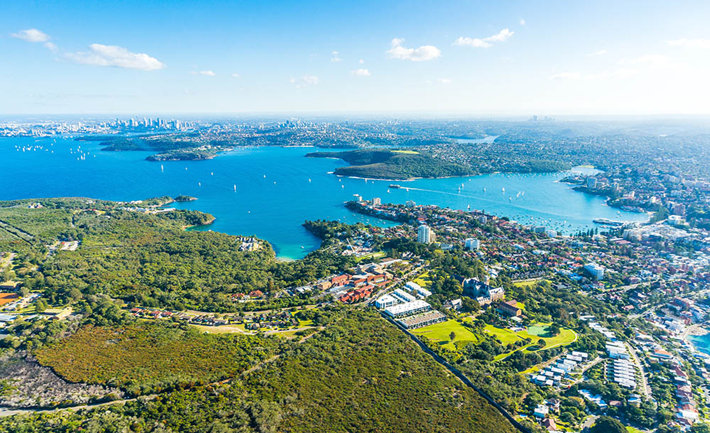 Aerial view of greater Sydney area