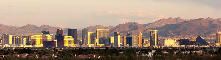 view of the busy Las Vegas skyline