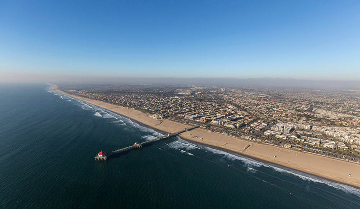 aerial view of Huntington Beach California